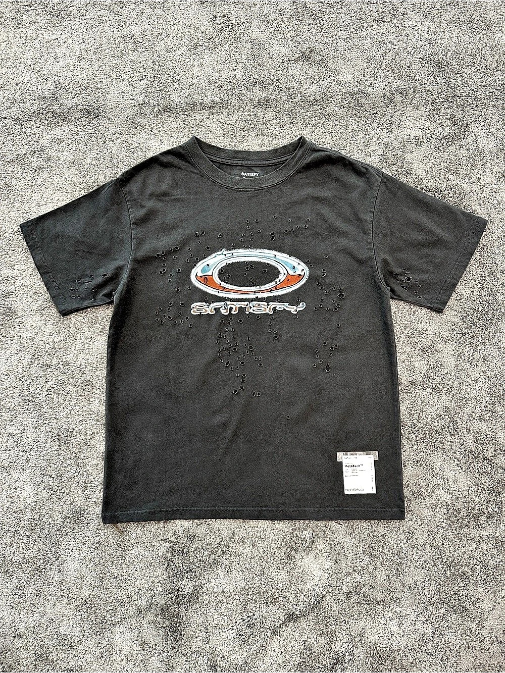 SATISFY x Oakley MothTech Distressed Graphic Tee in Black